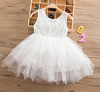 Платье белое короткое летнее для девочки на рост 110-116.