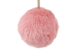 Підвісний декор Куля хутряна, 7см, колір - рожевий 12шт