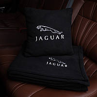 Подушка и плед в машину с логотипом Jaguar, флисовый набор