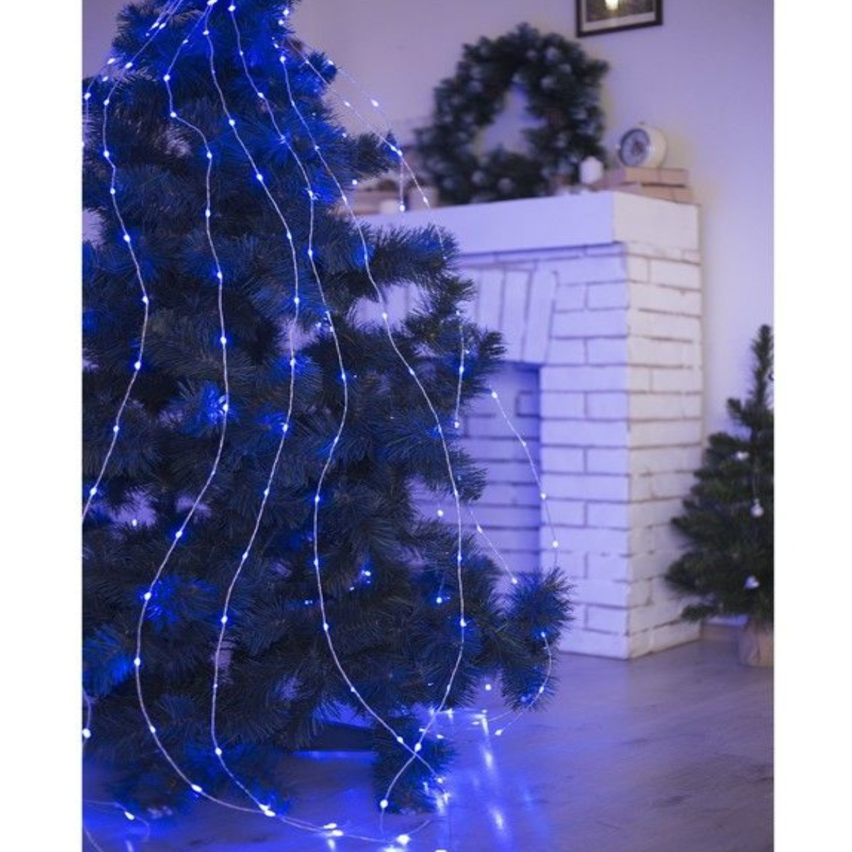 Гірлянда новорічна на мідному дроті Xmas "Кінський хвіст" 3 м х 17 ниток (8116) Синя
