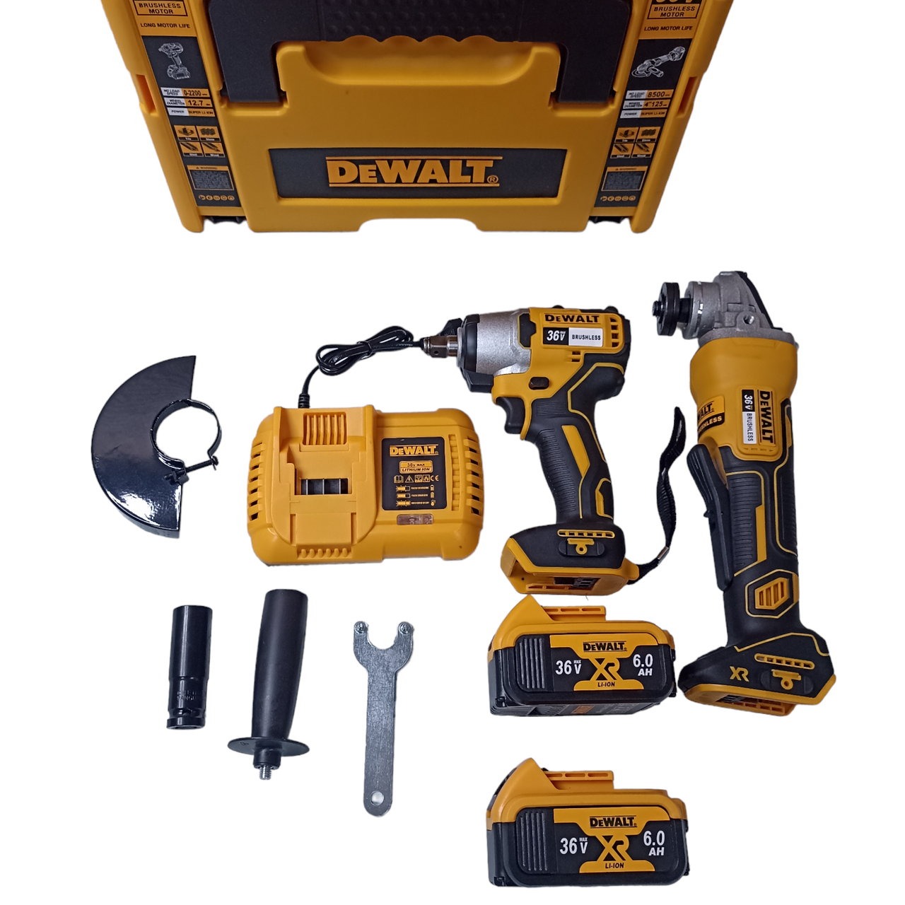 Набір акумуляторних інструментів DeWalt 2 в 1 (36V/6A) гайковерт DeWalt, болгарка DeWalt DCG 413