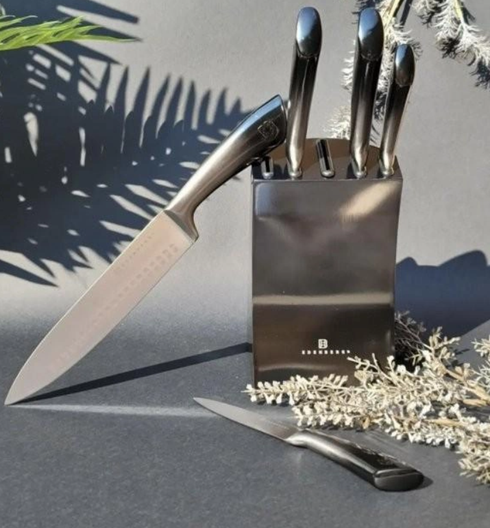 Набір кухонних ножів із підставкою 6 предметів Edenberg  Набір ножів із неіржавкої сталі на підставці, фото 1