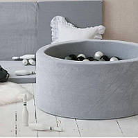 Сухой бассейн плюшевый Серый в комплекте с шариками 200 штук