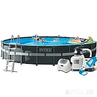 Каркасный бассейн Intex 26340 - 16, 732 x 132 см (150 мл/ч /11 г/ч, 12 000 л/ч, лестница, тент, подстилка,