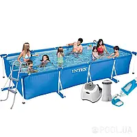 Каркасный бассейн Intex 28273 - 7, 450 х 220 х 84 см (4 г/ч, 3 785 л/ч, лестница 91 см, тент, подстилка, набор