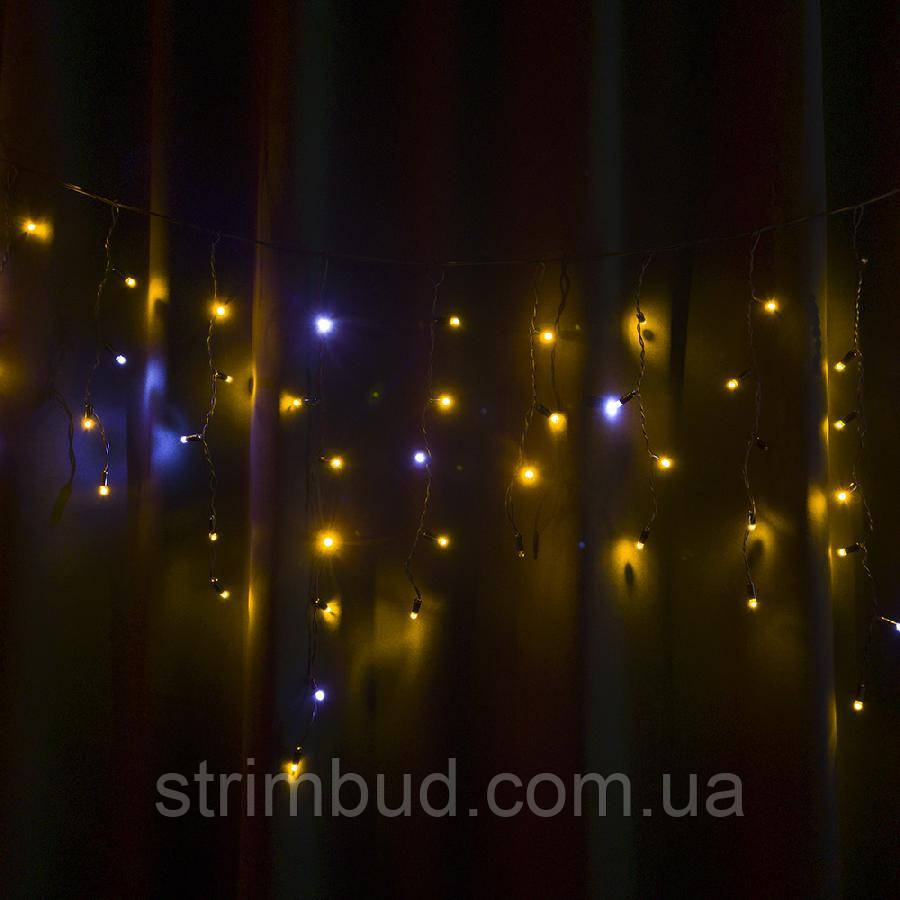 Гірлянда вулична STARLIGHT бахрома жовтий/білий Flash 75LED IP44 чорний 2x0.7м