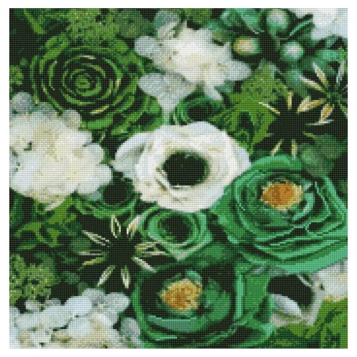 Алмазна мозаїка Преміум Зелені відтінки квітів 50х50 см - фото 1 - id-p2025989333