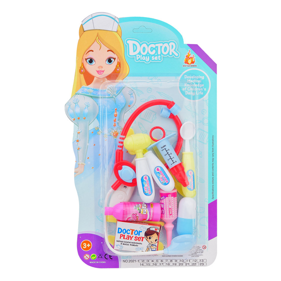Игрушечный набор юного врача 2021-10-11, стетоскоп, аксессуары (Розовый ...