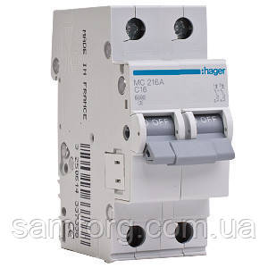 Автоматичний вимикач Hager MC263A 63А, 2п ,C ,6 кА, фото 1