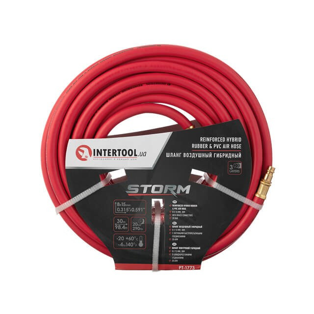 Шланг гібридний, професійний, 20 атм, 8*15мм, 30м STORM INTERTOOL Гібридний шланг