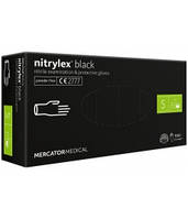 Рукавички нітрилові NITRYLEX Black, неопудрені, діагностичні, чорні, розмір S, 100 шт. (50 пар)