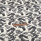 Тканина велюр Плюш (спорт) принт друкований Дракони на білому, фото 2