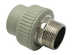 Муфта Ø40 x 1 1/4" зовнішня різьба під ключ поліпропілен/латунь сірий колір Asco®