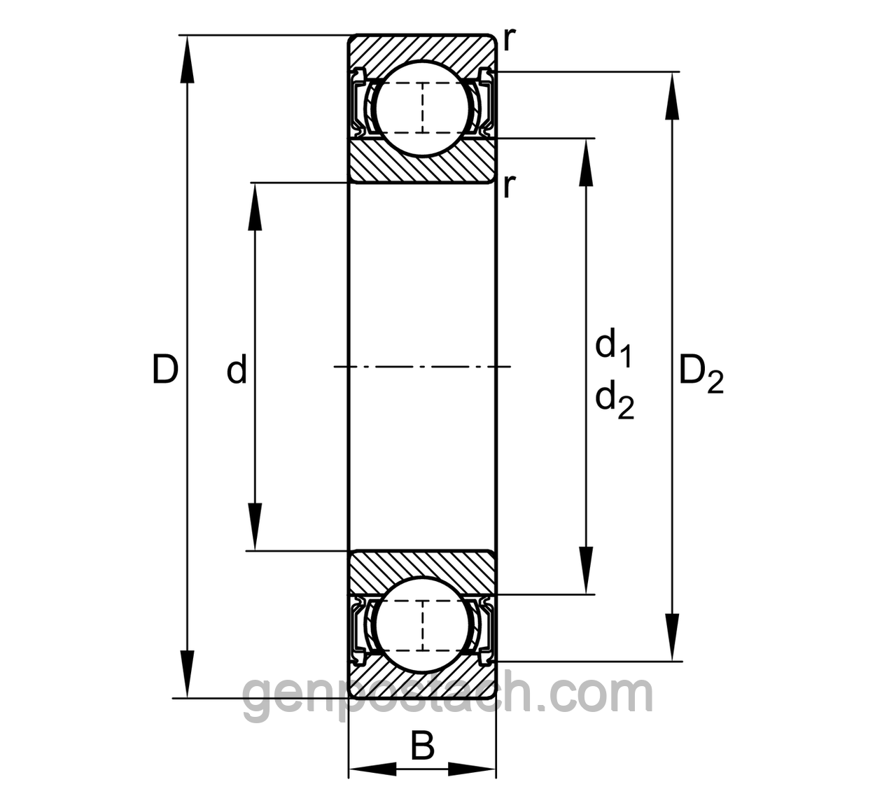 Підшипник 1180801 (61801-2RS) GPL/УКРАЇНА