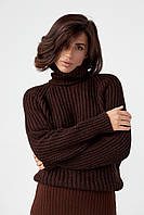 Женский свитер с рукавами-регланами - темно-коричневый цвет, L (есть размеры)