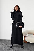 В'язане плаття oversize з високою горловиною — чорний колір, L (є розміри)