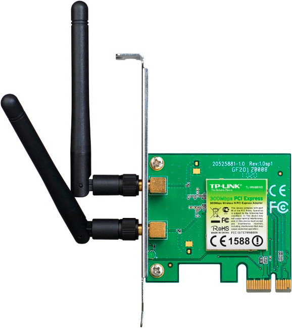 Мережева карта TP-Link TL-WN881ND (PCI-E> Wi-Fi 300 Мбіт/с, 802.11g/n, 2 знімні антени)