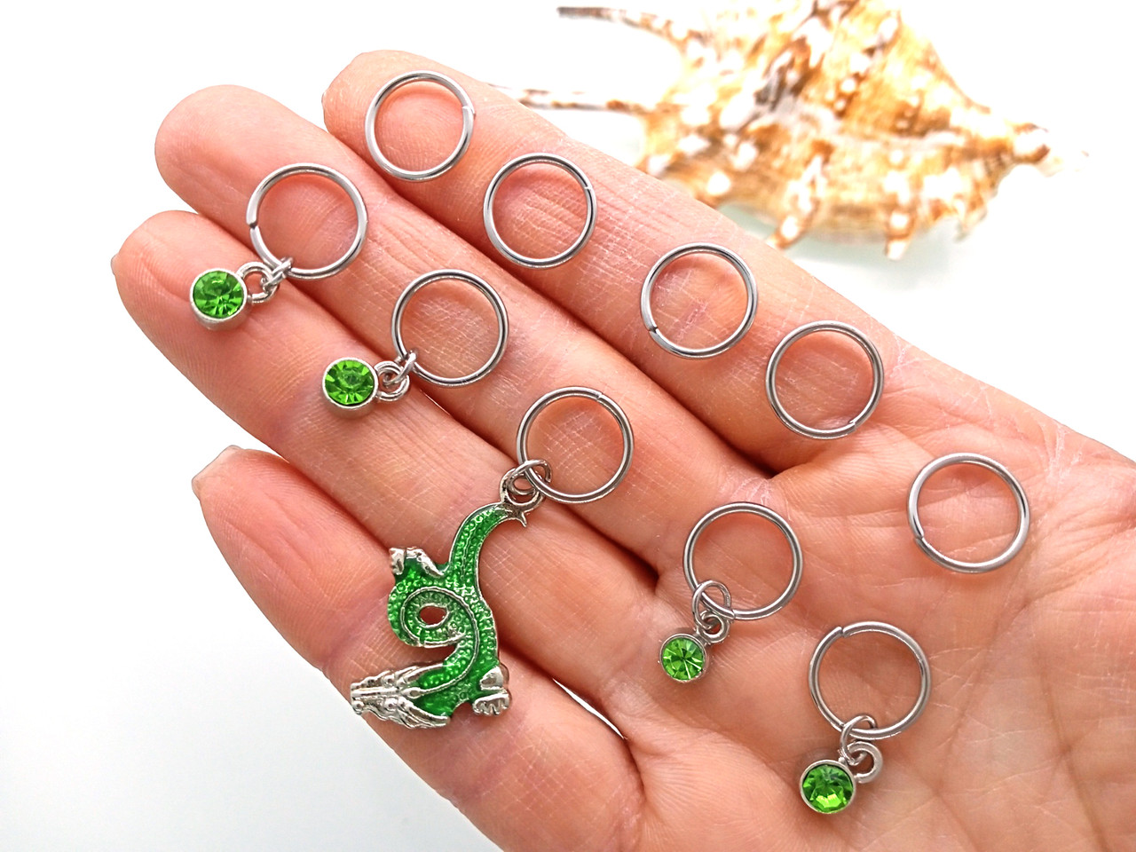 Дракон — Символ 2024 року — Пірсинг для волосся #464, набір (10 шт.), сріблястий, фото 1