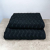 Комплект махровых полотенец Жаккардовых Волна 2шт GM Textile 50х90см, 70х140см 500г/м2 (Черный)