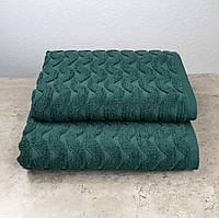 Комплект махровых полотенец Жаккардовых Волна 2шт GM Textile 50х90см, 70х140см 500г/м2 (Зеленый)