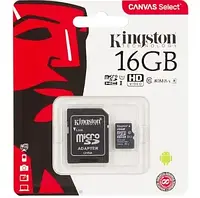 Карта памяти Kingston Canvas Select Plus (с SD-адаптером) microSDHC 16 ГБ