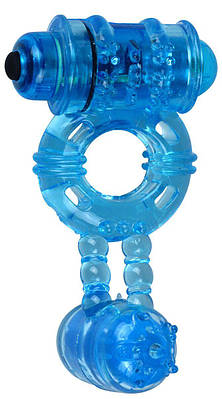 Ерекційне віброкольцо Alive Double Ding Ring Blue KW