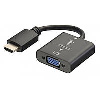 Оригінал! HDMI to VGA адаптер-перехідник із аудіо (шнур 24.5 см) - Вища Якість!