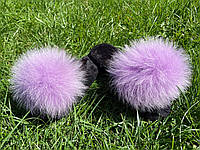 Женские тапочки домашние 38 размер с натуральным мехом фиолетовые, тапочки паркетка с мехом для дома