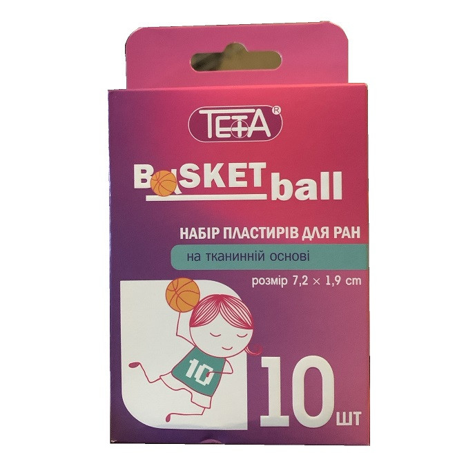 Набір пластирів для ран Teta® Volleyball на тканинній основі 7,2x2,5 см, 10 шт./пак