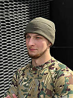 Милитари-стильная флисовая шапка оливкового цвета Military