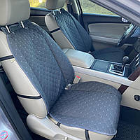 Накидки на сидіння з алькантари, Ромб, Темно-сірий, Преміум+, Передній комплект