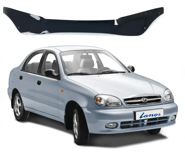 Дефлектор капота на Daewoo Lanos 1997-2020 / Chevrolet Lanos 1997-2020. Мухобійка на Lanos