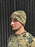 Тактическая теплая флисовая шапка ВСУ пиксель Military