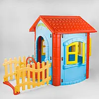 Игровой домик Pilsan Magic House Pilsan 06-194 (1) СИНИЙ С КРАСНЫМ, высота 1.3 м, длина с забором 2 м, в