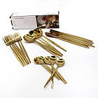 Набір столових приладів 24 шт, нержавіюча сталь, Золото / Кухонний столовий набір / Набір вилок та ложок, фото 10