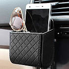 Підвісний органайзер для автомобіля на вентиляцію авто-органайзер кишеня для дрібниць і документів чорний, фото 7