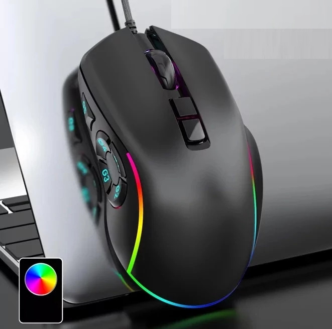Дротова ігрова миша X9 з RGB підсвічуванням (Чорний), фото 1