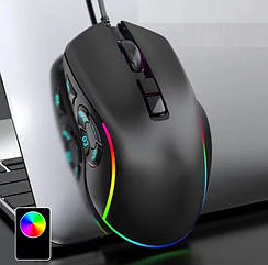 Дротова ігрова миша X9 з RGB підсвічуванням (Чорний)