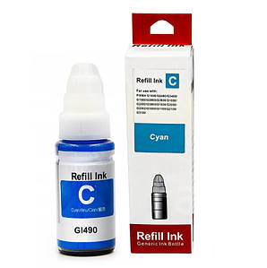 Сумісне чорнило для Canon Pixma G1400 Cyan ink, блакитне, фарба у флаконі 70 мл, Refill Ink