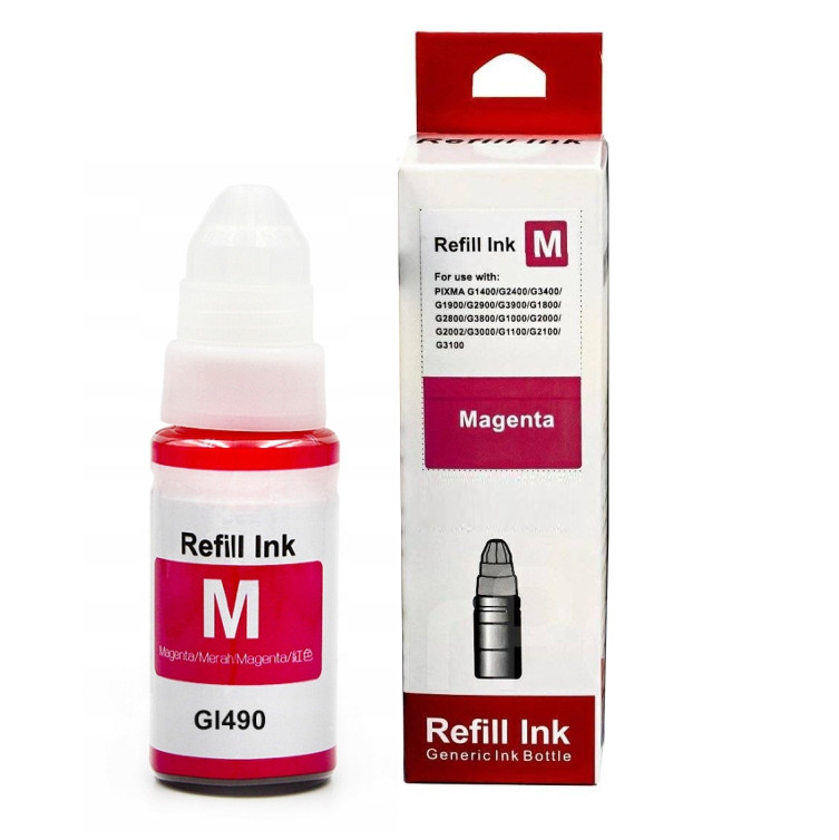 Сумісне чорнило Canon GI-490 Magenta ink, пурпурове, фарба в флаконі 70 мл, Refill Ink