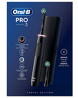 Електрична зубна щітка Braun Oral-B PRO3 3500 Black з дорожнім футляром та з двома насадками Cross action