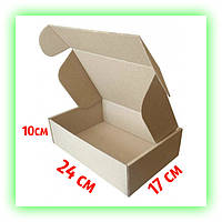 Коробка подарочная самосборная картонная упаковка для подарков украшений текстиля 240х170х100 бурая(От 50 шт.)