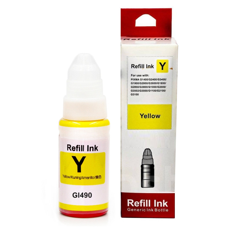 Сумісне чорнило для Canon Pixma G1400 Yellow ink, жовте, фарба у флаконі 70 мл, Refill Ink