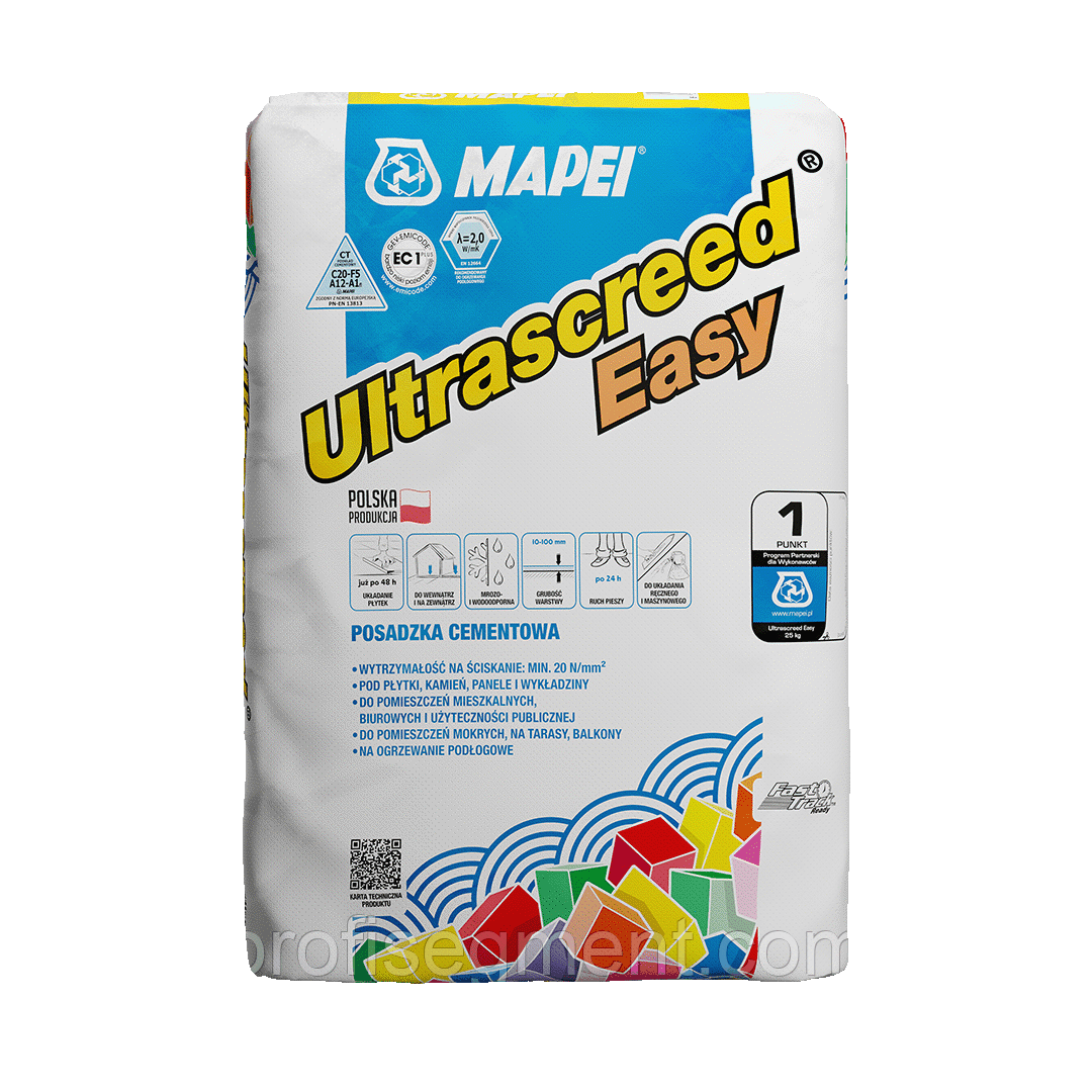 Готова напівсуха цементна стяжка Ultrascreed Easy 25кг Mapei