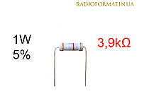 Резистор 1W 3,9k (3,9кОм) ±5% постоянный металлооксидный