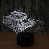 Подарунок хлопчику Світильник-нічник 3D з пультом керування Танк, фото 5