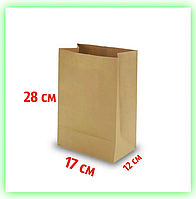 Бумажный пакет крафт без ручек 170х120х280 , Бумажные пакеты с дном (50 ШТ В УП.) kotov