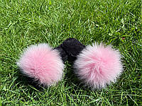 Женские тапочки домашние 40 размер с натуральным мехом розовые, тапочки паркетка с мехом для дома