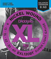 Струны для электрогитары D'Addario EXL120BT Nickel Wound Balanced Tension Super Light Electri NL, код: 6839010