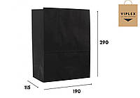 Пакет бумажный чёрний без ручек 190х115х290, бумажный крафт пакет с дном (50 шт. в уп) kotov